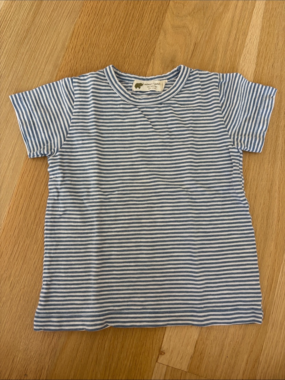 Mónica + Andy Blue & White Striped Short Sleeve Organic Cotton Tee